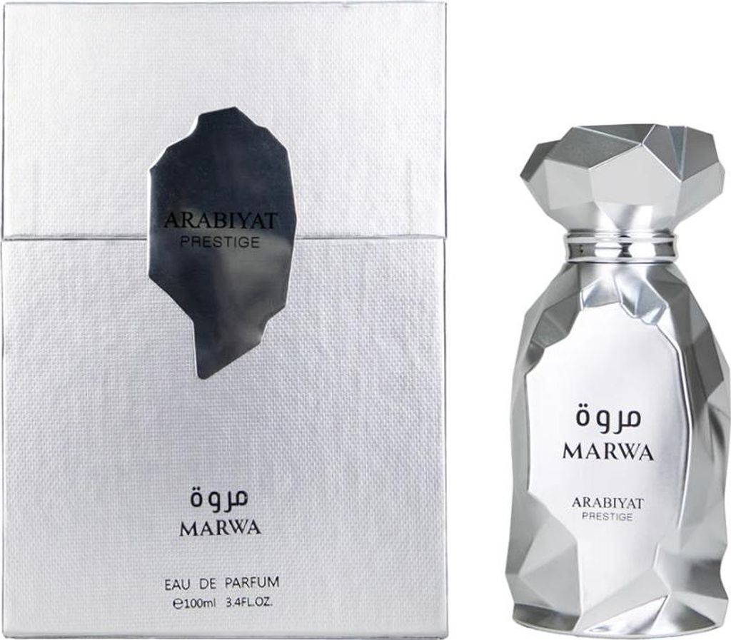Arabiyat Prestige Marwa Eau de Parfum 100 ml Herren – Würzig Holziger Duft mit Amber & Moschus – Langanhaltendes Männer Parfum
